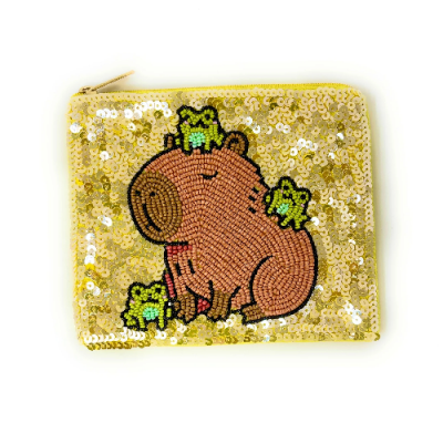 Gold Sequin Cute Animal Zipper Bag