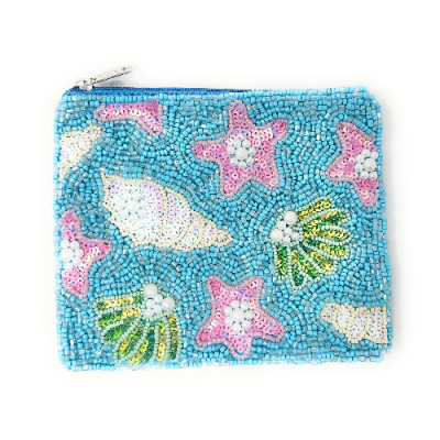 Sea Beaded Pouch Purse