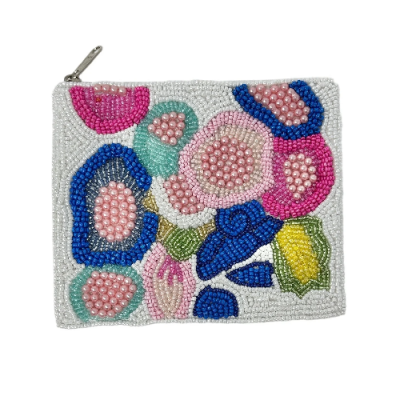 Floral Beaded Pouch Purse