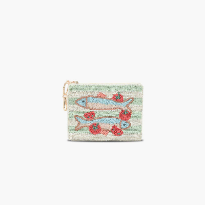 Seaside Stripes Sardine Beaded Coin Pouch