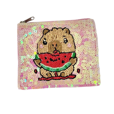 Capybara Watermelon Beaded Pouch 