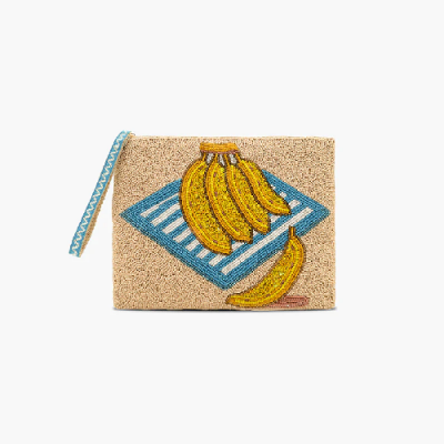 Tropical Harvest Banana Beaded Wristlet Clutch