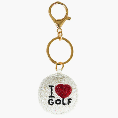 Golf Love Heart Hand-Beaded Boho Bag Charm