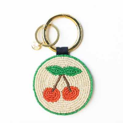 Kelsey Cherries Beaded Key Ring